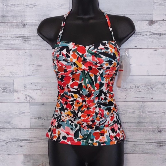 Anne Cole Twist Front Bandeau Tankini Swim Top XS - Picture 4 of 10